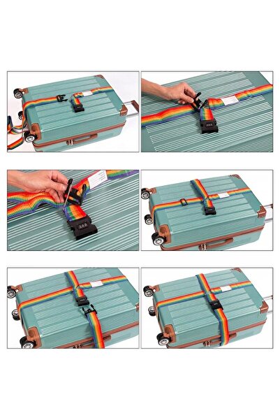 Korbi Luggage Strap with Combination Lock, Maximum Length 388 cm, Rainbow