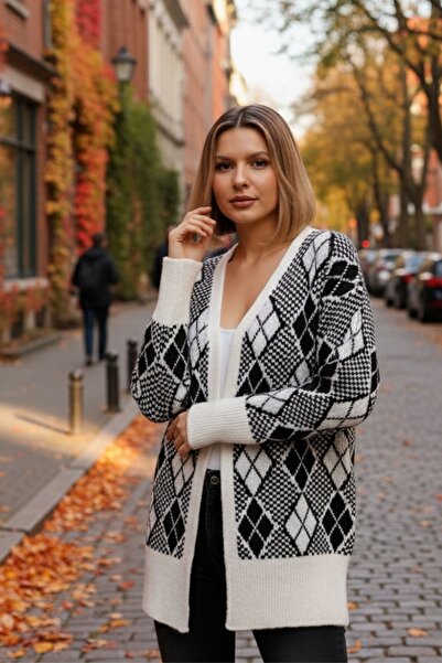 Devinka Cardigan de tricotat cu textura moale cu model jacquard pentru femei