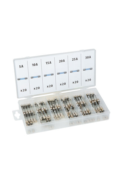 OEM Set 120 sigurante rapide de sticla 6x32mm 5 10 15 20 25 30A in cutie de d...