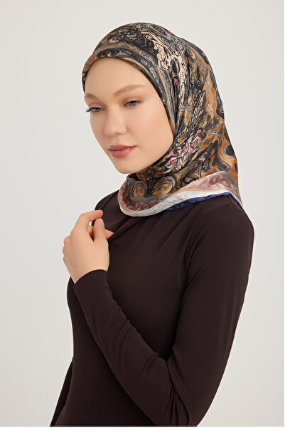 Schaless Χρυσός Κήπος - Ναυτικό Μπλε - Κασκόλ Janjan με σχέδιο Aurora - 90x90...