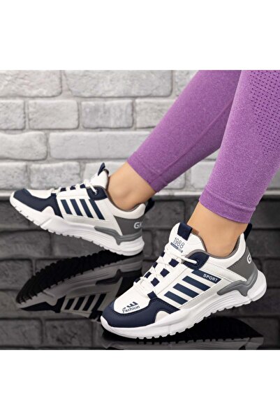 Modlet.ro Women's white and blue lace-up sports shoes MOD10022