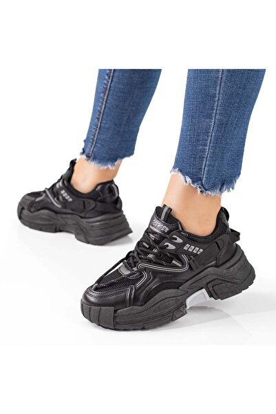 Modlet.ro Pantofi sport negri cu talpă groasă pentru femei MOD09620