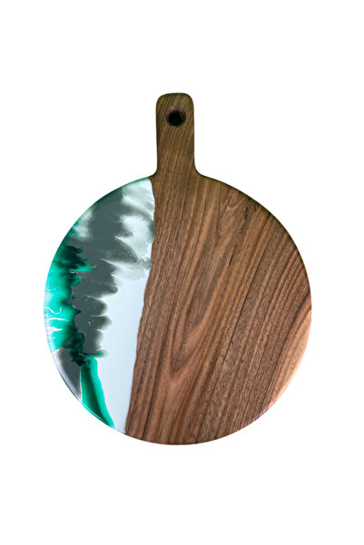 CVCWOOD Epoxy Resin Presentation and Round Cutting Board 35 cm X 27 cm