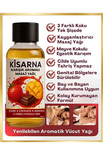Kisarna Mango & Çilek & Çikolata Kokulu Karışık Masaj Yağı Anal Vajinal Kayga...