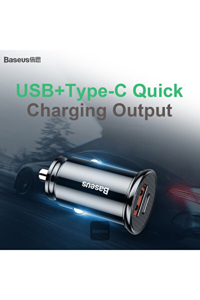 Baseus Baseus 30W Dual USB-A & UBC-C Car Charger - Black