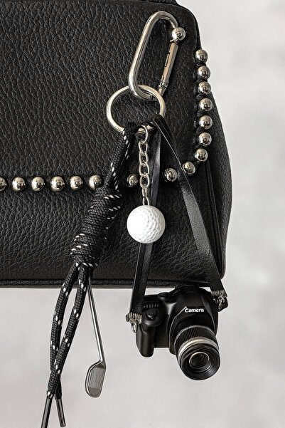 TAKIŞTIR سلسلة مفاتيح/حلية حقيبة سوداء اللون بأشكال متنوعة