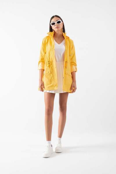 Spazio Christensen Kapüşonlu Çıtçıtlı Katlamalı Kol Safari Mont SARI