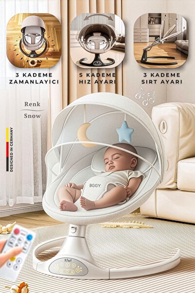 Kiwi Serenity Otomatik Sallanan Ana Kucağı, Uzaktan Kumanda - Bluetooth Müzik...