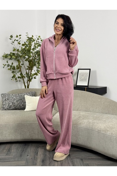 RAMONA BADESCU EXCLUSIVE Trening damă catifea reiată – hanorac cu fermoar și ...