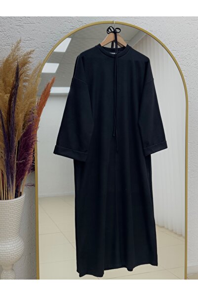 BENAHOLL Φόρεμα με υφή με λεπτομέρεια ραφής και ζώνη- EU3108 Μαύρο