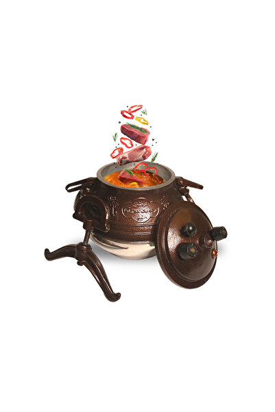 CME قدر ضغط أفغاني بني غامق - 8 لتر -طنجرة ضغط أفغانية ممتازة من الفولاذ المقاوم للصدأ - أوعية طهي فعالة