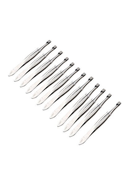 Lawazim مجموعة ملاقط - 12 قطعة من الفولاذ المقاوم للصدأ ذات رأس مسطح لإزالة ا...