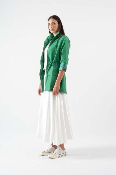 Spazio Christensen Kapüşonlu Çıtçıtlı Katlamalı Kol Safari Mont YEŞİL