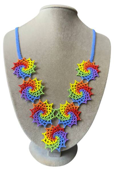 Uretti - Özlem 9422 0405 El Yapımı Renkli Uzun Kum Boncuk Kolye