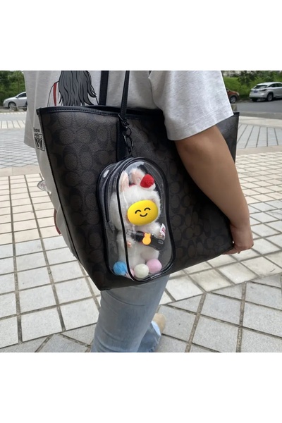 GlassySKY Şeffaf Fermuarlı Toz Geçirmez Labubu Bebek Oyuncak Saklama Çantası(...