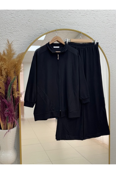 BENAHOLL طقم بنطلون بيميندا بتفاصيل شبكية وسحاب - EU3080 أسود