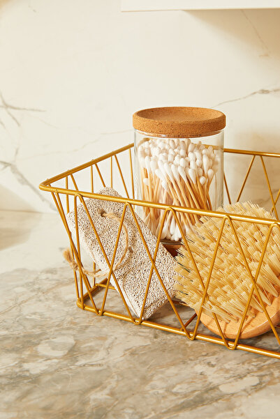 Ocean Home Textile طقم سلال معدنية ذهبية اللون مكون من قطعتين 25 × 18.5 × 10.5 / 20.5 × 15.5 × 10