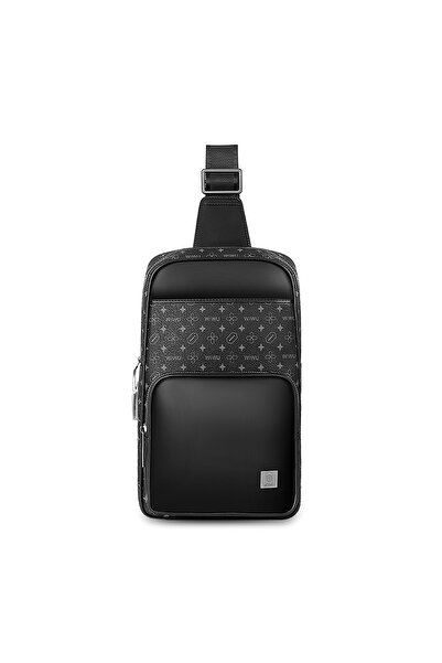 WIWU Master Fingerprint Lock Serisi Parmak İzi Kilitli Suya Dayanıklı Çapraz Vücut Çantası Siyah