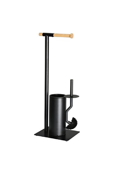 Raki Metal toilet paper and brush holder black 21x18xh67cm