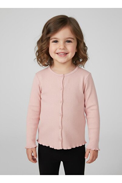 LUESS Girls' Ribbed 100% Cotton Buttoned Cardigan