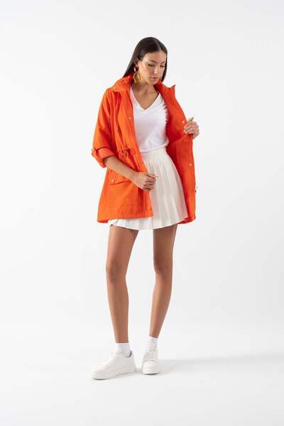 Spazio Christensen Kapüşonlu Çıtçıtlı Katlamalı Kol Safari Mont TURUNCU