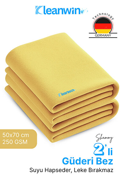 Kleanwin Shammy 2’li Set Gold Güderi Bez | 50x70 cm | 240 GSM | Oto Kurulama ...