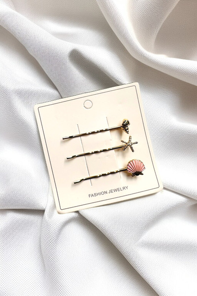PETEK AKSESUAR 3 Pieces Sea Shell Wire Clasp Set