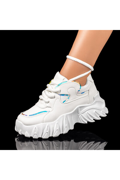 Modlet.ro Women's white sports shoes with thick laces MOD10036