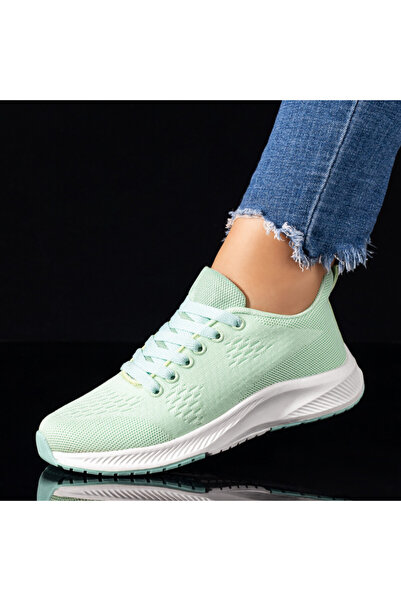 BMoD Pantofi sport verzi din material textil pentru femei cu șireturi MOD01774