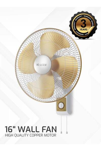 SELEX 16" Wall Fan High Performance Fan with 3-Speed Controls, 4 Leaf Blades and 2 Pull String Cords