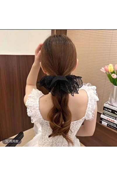 TAKIŞTIR Cataramă Simit cu detaliu din dantelă de culoare neagră