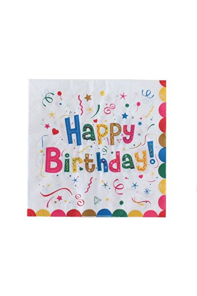 Flippy Happy Birthday Paper Napkins, 20 pcs, 33x33 cm, White Multicolor
