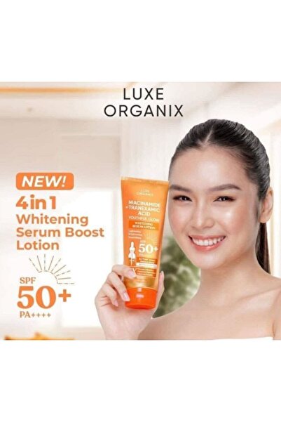LUXE ORGANIX لوشن مصل تبييض البشرة بحمض النياسيناميد + حمض الترانيكساميك لإشراقة الشباب وعامل حماية من الشمس 50 PA++++