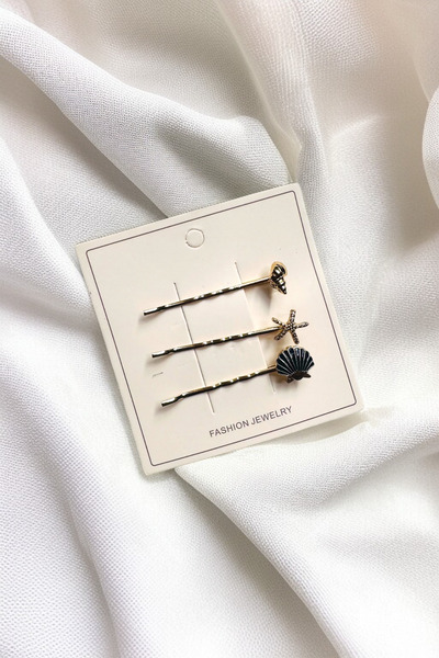 PETEK AKSESUAR 3 Pieces Sea Shell Wire Clasp Set