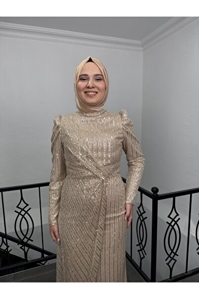 Hiranur 0400 Boncuk İşlemeli Tesettür Abiye