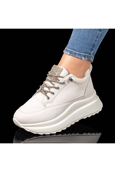 Modlet.ro Women's white sports shoes with thick sole MOD10065