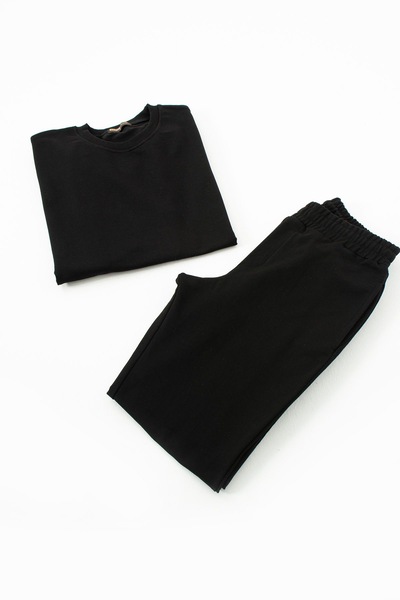 grand coco Ανδρικό σετ αθλητικής φόρμας με λαιμόκοψη μαύρο με δύο κλωστές