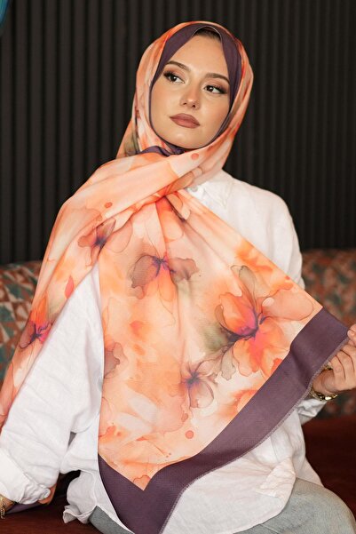 AFVENTE Водяна фарба, візерунок, помаранчевий бавовняний шарф