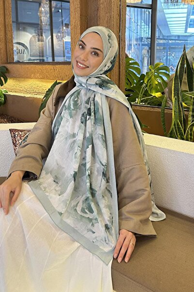lamelif Gül Desen Bambu Şal Çağla Yeşili