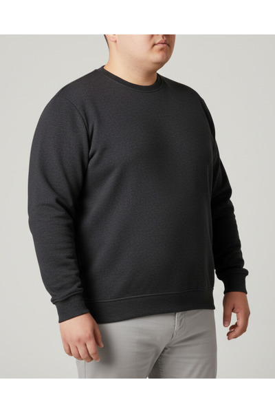 balkonda سويت شيرت رجالي برقبة دائرية من سيلانيك، منسوج، مقاوم للوبر، مقاس كبير