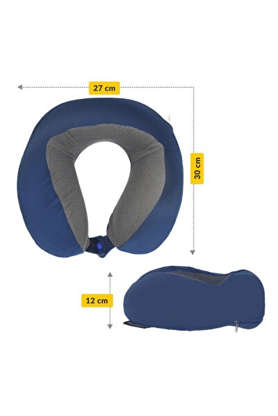 4Fizjo Pernă de călătorie, 4FIZJO, spumă cu memorie, velur/bumbac, albastră