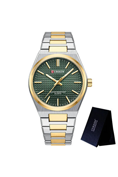 Curren Ανδρικό Ρολόι Casual Αναλογικό Quartz Επαγγελματικό Μοντέρνο Φωτεινό Δείκτες Χρυσό/Πράσινο