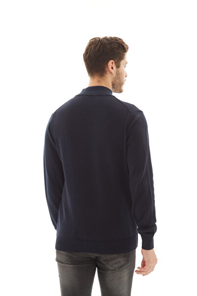 RAVANELLI Men's Turtleneck Knit Sweater — Classic Knit Antelias Navy Blue