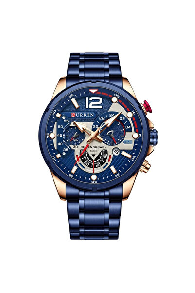 Curren Men's Watch Elegant Chronograph Quartz Analog Luxury Casual Blue