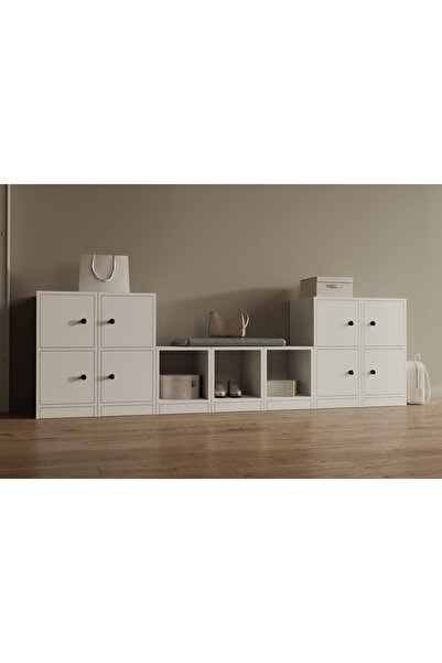 Nettrends 8 Kapaklı Puflu Ayakkabılık Puflu Simetrik Giriş Holü Depolama Çözümü MST-AYK-1016