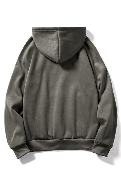 MOONBULL Unisex 3 İplik İçi Pamuklu Kapüşonlu Düşük Kol Oversize Kanguru Cep Sweatshirt