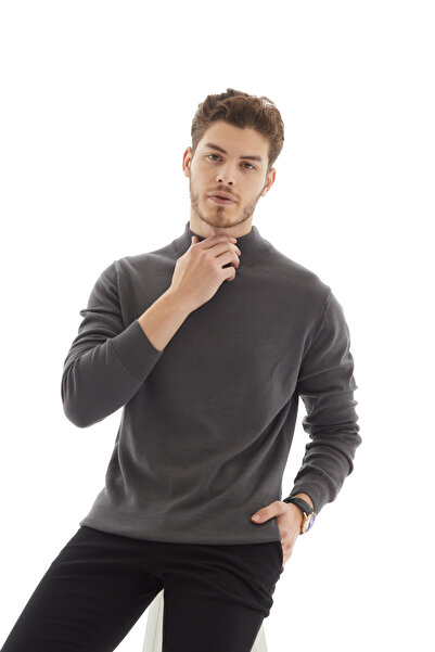 RAVANELLI Men's Turtleneck Knit Sweater — Classic Knit Antelias Smoked