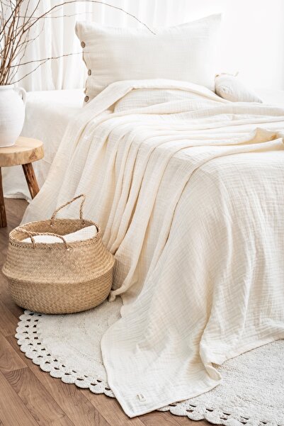 EIFIN Modern Tek Kişilik %100 Pamuk 3 Katlı Müslin Yatak Örtüsü YASTIKSIZDIR