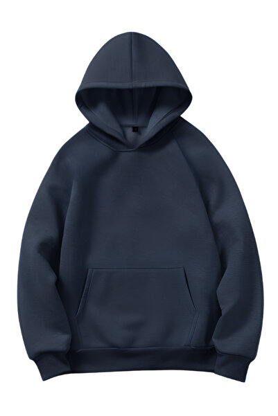 MOONBULL Unisex 3 Thread Inner Cotton Hooded Low Sleeve Oversize Kangaroo Pocket Sweatshirt