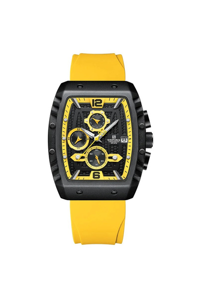 Naviforce Ceas bărbătesc sport casual cuarț analogic silicon cronograf galben